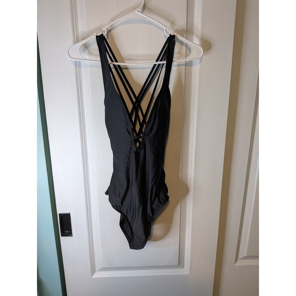 Athena Womens Black Strappy Cage Front Twist Back One Piece Swimsuit AT11528 6